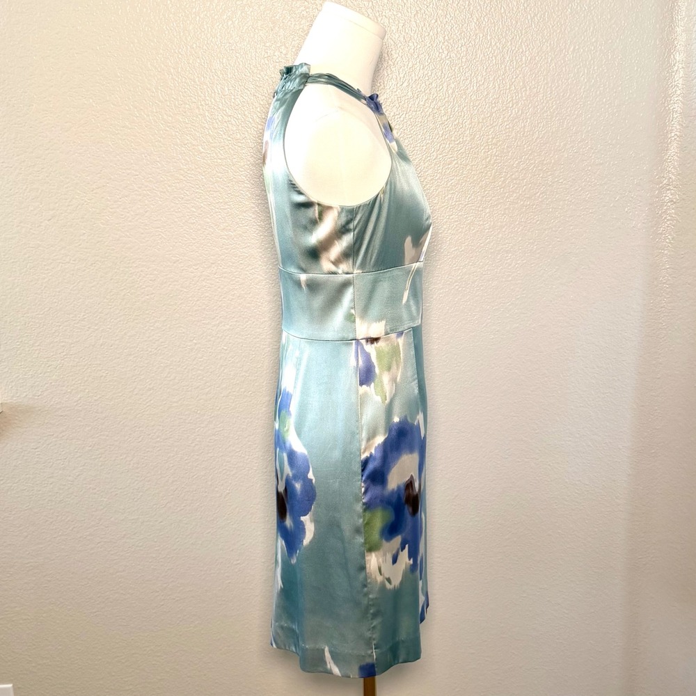 Ann Taylor Silk Halter Sheath Dress Watercolor Floral Coastal Quiet Luxury Sz 0P - Picture 5 of 14